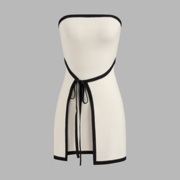 Cider Dresses & Skirts - Knitted Knotted Contrasting Binding Bandeau Mini Dress